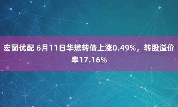 宏图优配 6月11日华懋转债上涨0.49%,转股溢价率17.16%